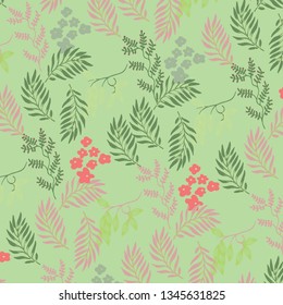 Leaves texture pattern.Watercolor floral background