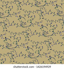 Leaves texture pattern.Watercolor floral background.