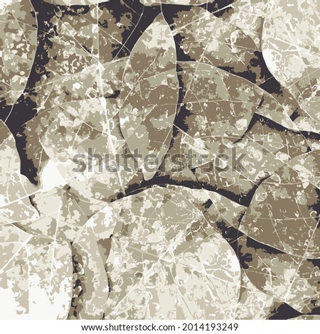 Leaves textures abstract background. Geometric brown and green vintage leaf surface.