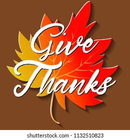 Leaves of Thanks given design vector illustration eps