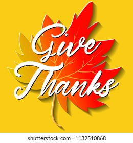 Leaves of Thanks given design vector illustration autumn