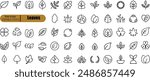 Leaves thin line icon set. Symbol collection in transparent background. Editable vector stroke.