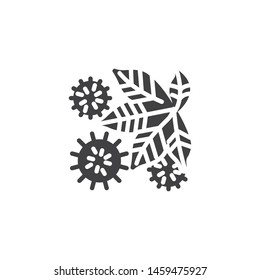 Leaves and thorny cones vector icon. filled flat sign for mobile concept and web design. Tree leaf and prickly cones glyph icon. Symbol, logo illustration. Vector graphics