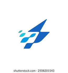 Leaves Transforming into Lighting Bolt Energy Eco Environment Friendly Logo Design Vector