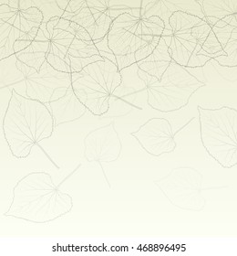 Leaves transparent background vintage illustration abstract vector with outlines and leaf veins structure