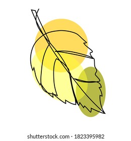 hojas de la línea continua del árbol. Dibujo de esquema. El arte del minimalismo Decoración contemporánea. ilustración aislada en fondo blanco.