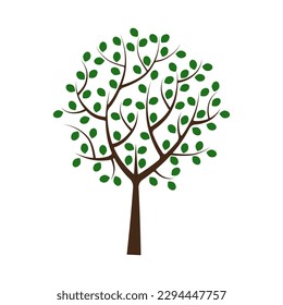 leaves tree green. Simple graphic. Vector illustration.