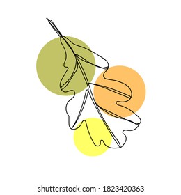 Blätter aus Baumeiche, durchgehende Linienkunst. Rahmenzeichnung. Die Kunst des Minimalismus. Moderne Einrichtung. Illustration einzeln auf weißem Hintergrund.
