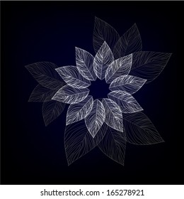 leaves of a tree on a black background. Vector
