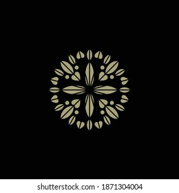 leaves of tree universal boutique spa fashion yoga beauty logo design vector illustration
