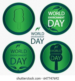 Leaves and trees on a green circle logo world environment day