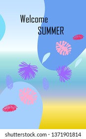 The leaves are tropical plants. Summer rest. Tropical design. Vector background.