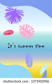 The leaves are tropical plants. Summer rest. Tropical design. Vector background.