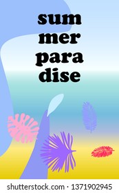 The leaves are tropical plants. Summer rest. Tropical design. Vector background.