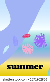 The leaves are tropical plants. Summer rest. Tropical design. Vector background.