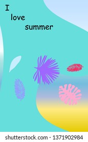 The leaves are tropical plants. Summer rest. Tropical design. Vector background.