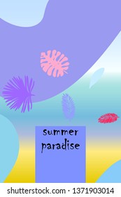 The leaves are tropical plants. Summer rest. Tropical design. Vector background.