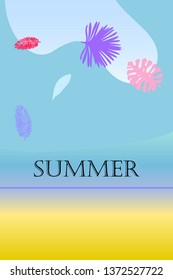 The leaves are tropical plants. Summer rest. Tropical design. Vector background.