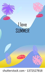 The leaves are tropical plants. Summer rest. Tropical design. Vector background.