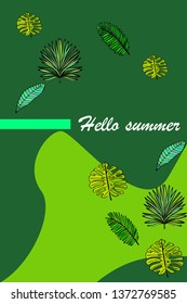 The leaves are tropical plants. Summer rest. Tropical design. Vector background.
