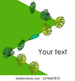 The leaves are tropical plants. Summer rest. Tropical design. Vector background.