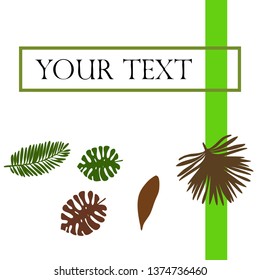 The leaves are tropical plants. Summer rest. Tropical design. Vector background.