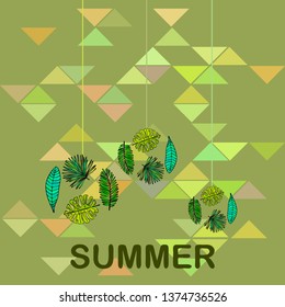 The leaves are tropical plants. Summer rest. Tropical design. Vector background.