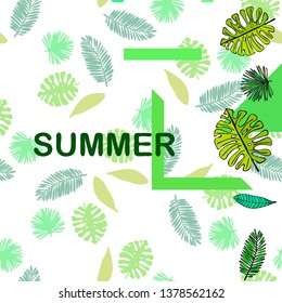 The leaves are tropical plants. Summer rest. Tropical design. Vector background.