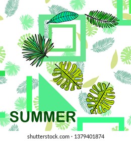 The leaves are tropical plants. Summer rest. Tropical design. Vector background.