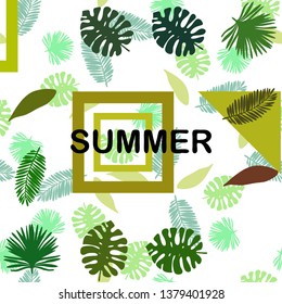 The leaves are tropical plants. Summer rest. Tropical design. Vector background.