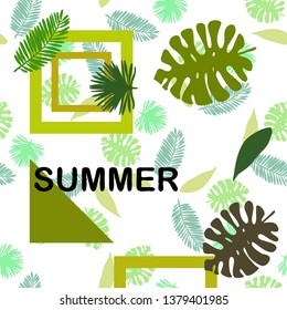 The leaves are tropical plants. Summer rest. Tropical design. Vector background.