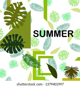 The leaves are tropical plants. Summer rest. Tropical design. Vector background.