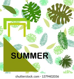 The leaves are tropical plants. Summer rest. Tropical design. Vector background.