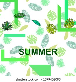 The leaves are tropical plants. Summer rest. Tropical design. Vector background.