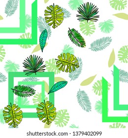 The leaves are tropical plants. Summer rest. Tropical design. Vector background.