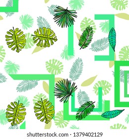 The leaves are tropical plants. Summer rest. Tropical design. Vector background.