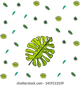 The leaves are tropical plants. Summer rest. Tropical design. Vector background.