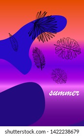 The leaves are tropical plants. Summer rest. Tropical design. Vector background.