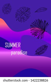 The leaves are tropical plants. Summer rest. Tropical design. Vector background.