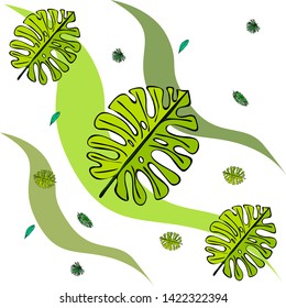The leaves are tropical plants. Summer rest. Tropical design. Vector background.