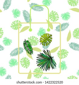 The leaves are tropical plants. Summer rest. Tropical design. Vector background.
