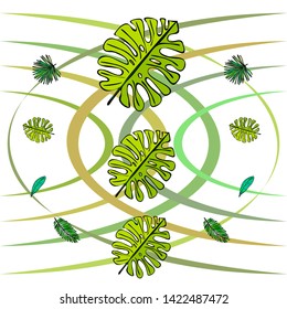 The leaves are tropical plants. Summer rest. Tropical design. Vector background.