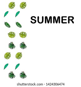 The leaves are tropical plants. Summer rest. Tropical design. Vector background.