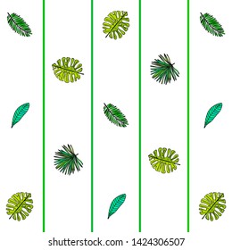 The leaves are tropical plants. Summer rest. Tropical design. Vector background.