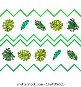 The leaves are tropical plants. Summer rest. Tropical design. Vector background.