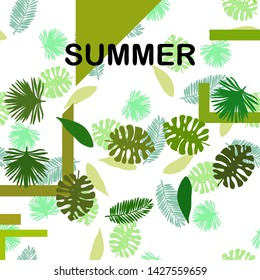 The leaves are tropical plants. Summer rest. Tropical design. Vector background.