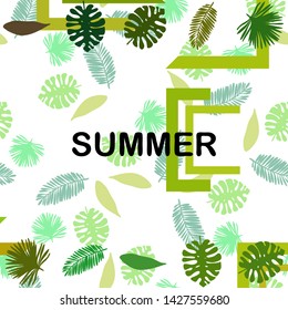 The leaves are tropical plants. Summer rest. Tropical design. Vector background.