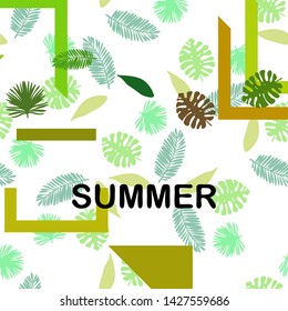 The leaves are tropical plants. Summer rest. Tropical design. Vector background.