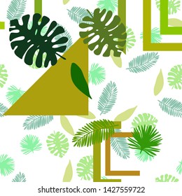 The leaves are tropical plants. Summer rest. Tropical design. Vector background.