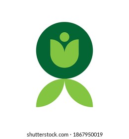 Leaves and Tulip Minimalist Logo Design. Tulip Logo on White Background Vector Template